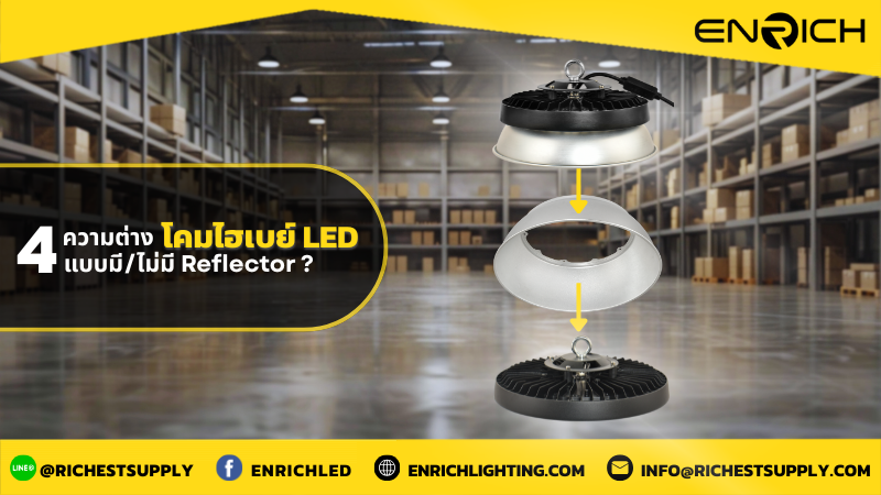 4ข้อต่างในการเลือกโคมไฮเบย์แบบมีหรือไม่มี Reflector ?